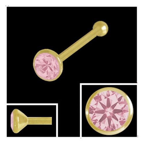 Nasenpiercing 2,5 mm 750 Gold mit rosa Zirkonia Kugelstift