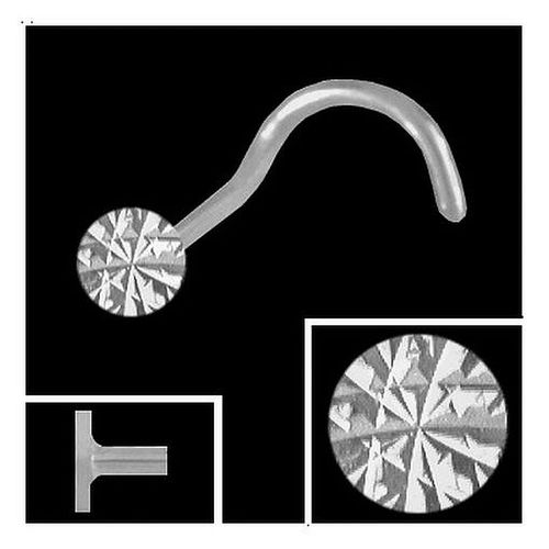 925 Silber Nasenpiercing 3,0 mm Rund diamantiert Spirale