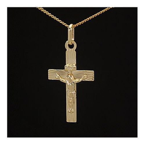 Kreuz Anhänger Jesus 27 mm Gold 333 und 45 cm langen verschied. Goldketten