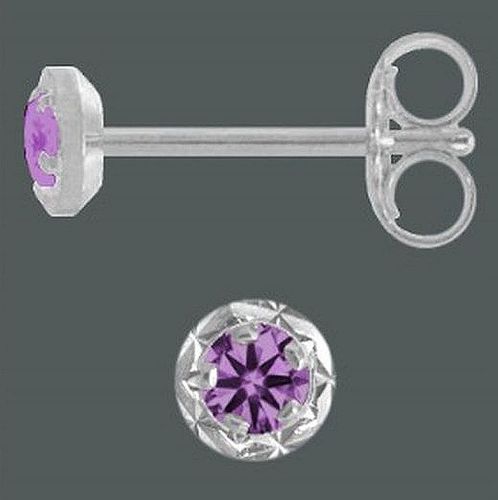 Ohrstecker 4,0 mm mit lila diamantierten Zirkonia 925 Silber