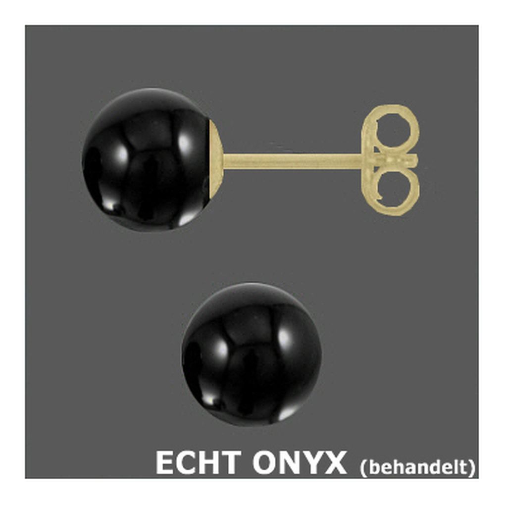 Ohrstecker Kugel 6,0 mm Onyx 333 Gold