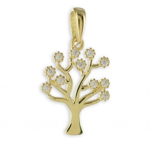 Baum des Lebens Anhänger mit Zirkonia Gold 333  und 50,55 cm Goldketten