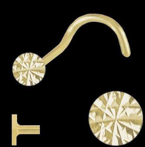 925 Silber vergoldet Nasenpiercing Rund 2,5 mm diamantiert Spirale