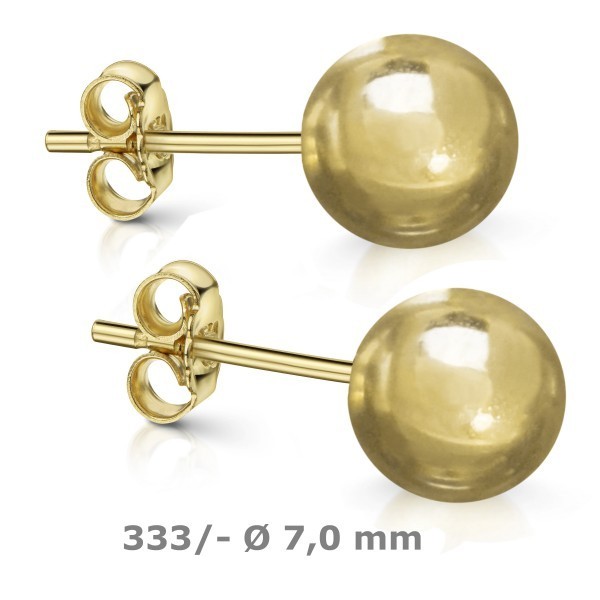 333 Gold Ohrstecker Kugel PAAR oder EINZEL 3,0 - 4,0 - 5,0 - 6,0 - 7,0 mm 8 karat
