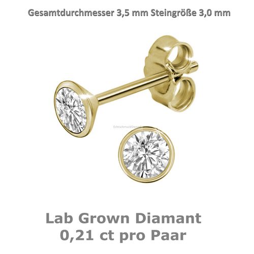 Ohrstecker 585 Gold, mit Diamant 3,5 mm 1 Paar Neu