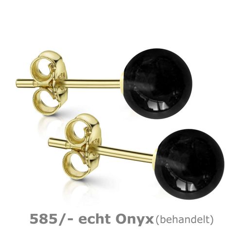Ohrstecker Kugel 6,0 mm Onyx 585 Gold